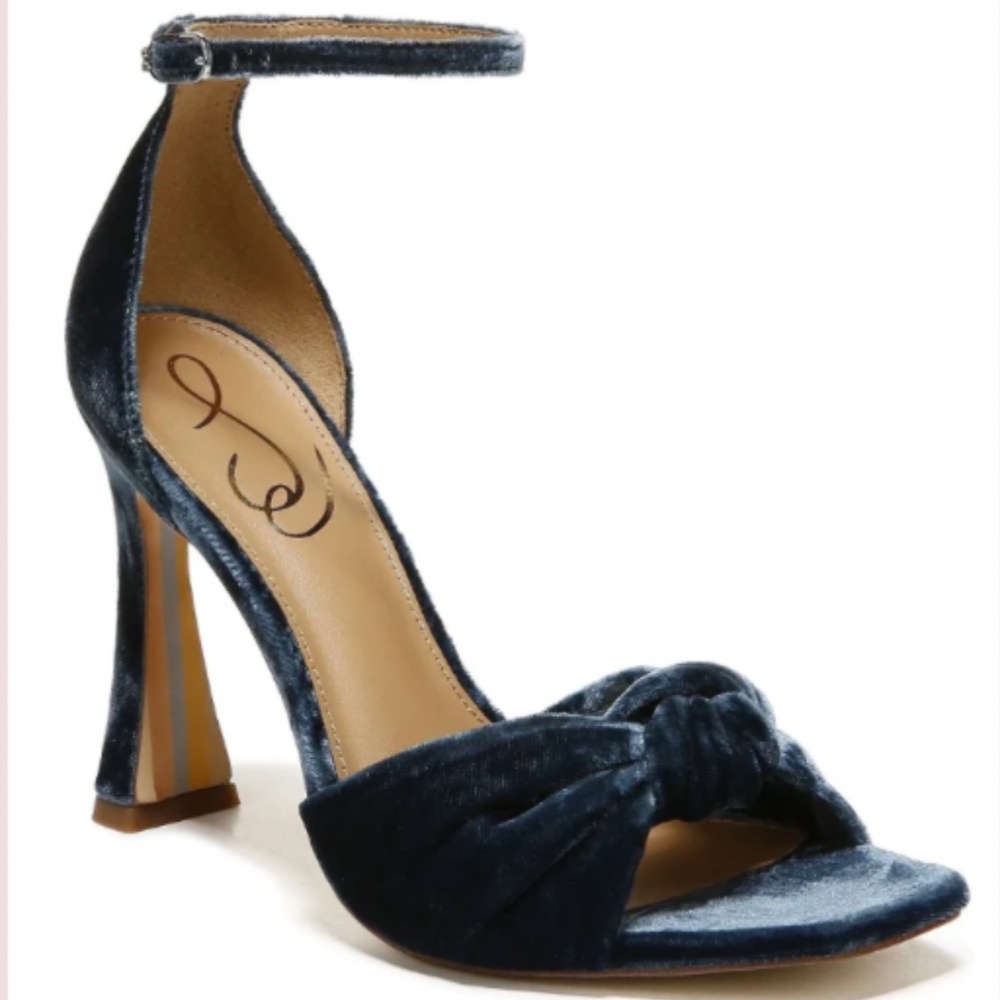 Sam Edelman Lucia Ankle Strap Heels - Deep Sapphire Velvet
